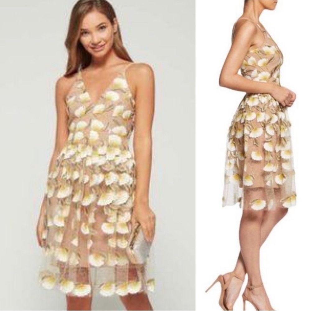Dress The Population Elegant Yellow Floral Women's Dress